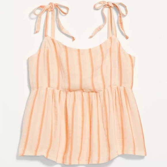 Old Navy Size XXL Orange Pink Smocked Tie Front Tank Top - Picture 1 of 10